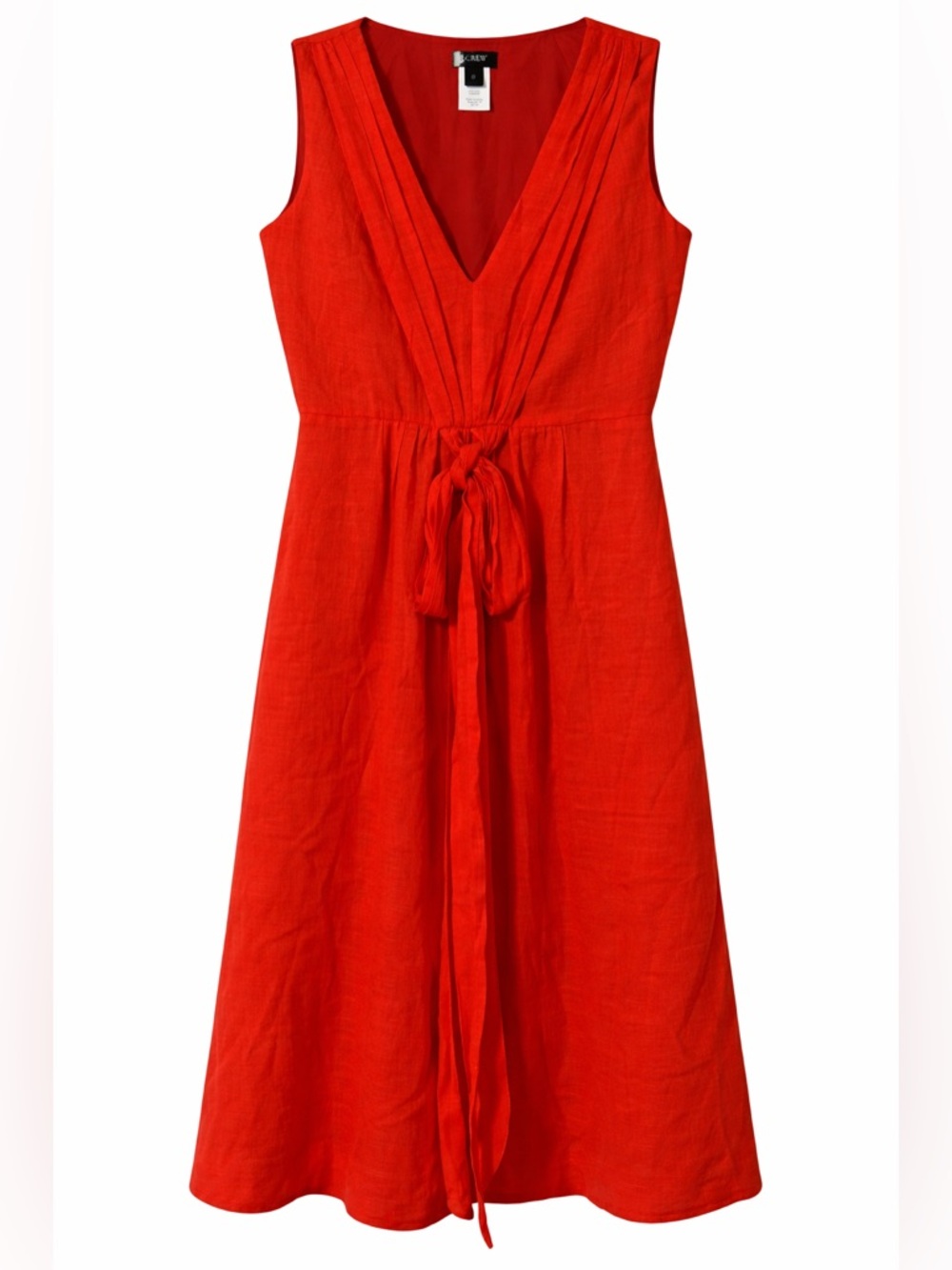 J Crew Sleeveless V- Neck Red Midi Dress- 6